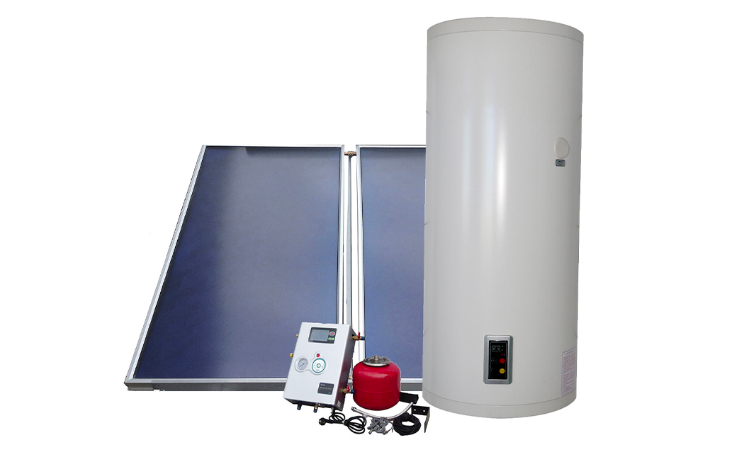 Split flat-plate solar water heater